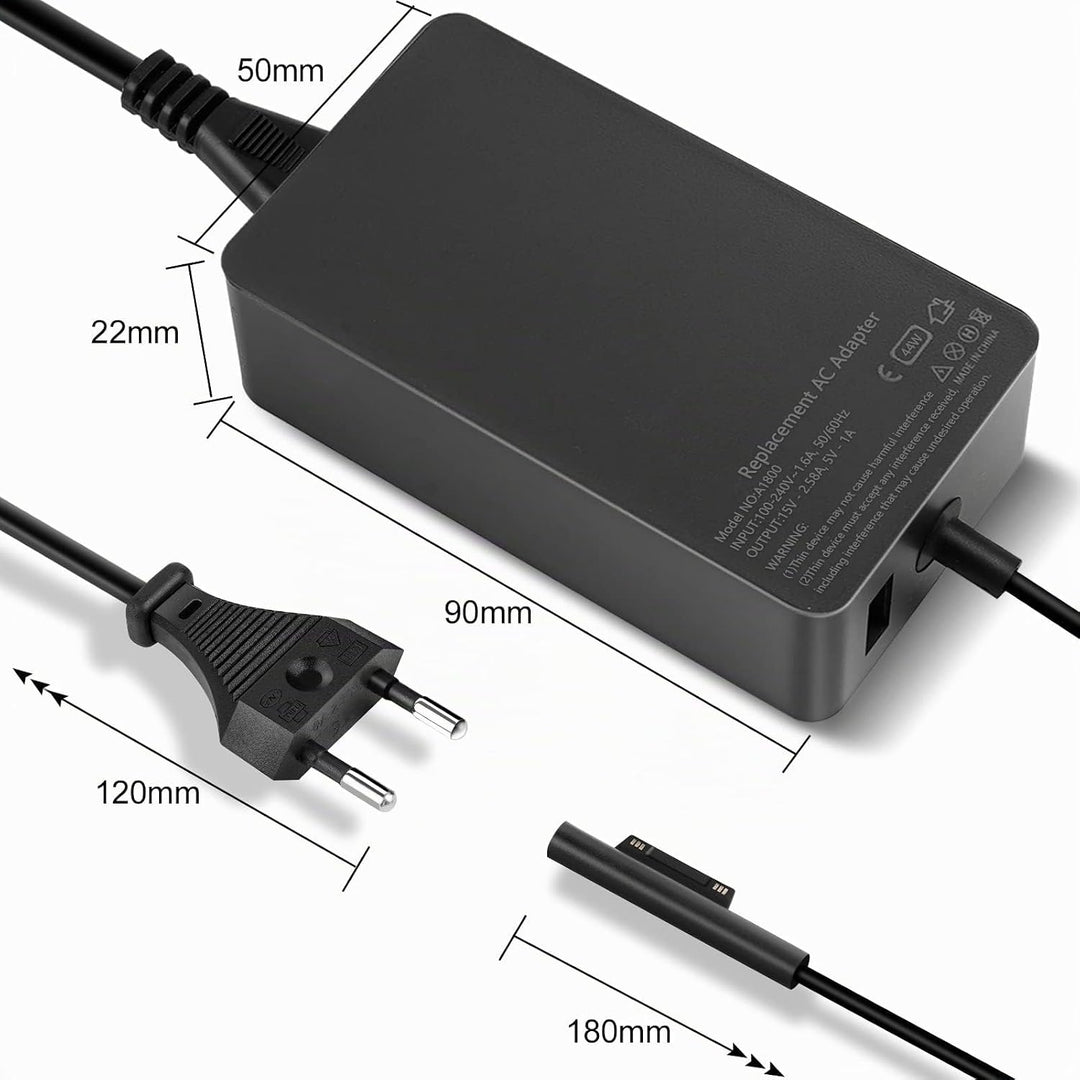 Surface Pro Ladegerät, 44W 15V 2.58A(Arbeitet mit 39W/36W/24W) Microsoft Netzteil für Surface Pro 3/