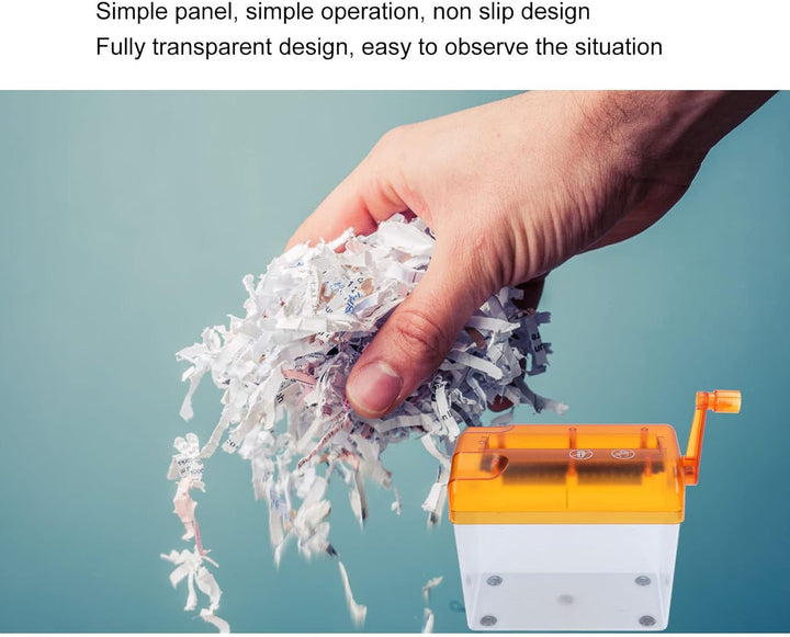 Manueller Aktenvernichter, Tragbarer Papierzerkleinerer Handkurbel Mini Hand Schredder Professionell