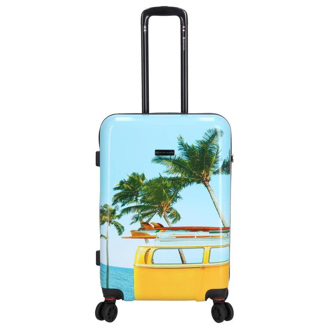 Reisetrolley Plumeria 4W | Hartschalen Koffer aus Stabiler ABS-Schale | TSA-Zahlenschloss | Vier 360
