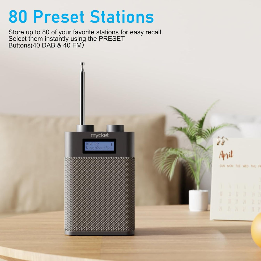 Mycket DAB/DAB+ Digital und UKW Radio, Batteriebetriebenes Radio, tragbares DAB Radio, wiederaufladb