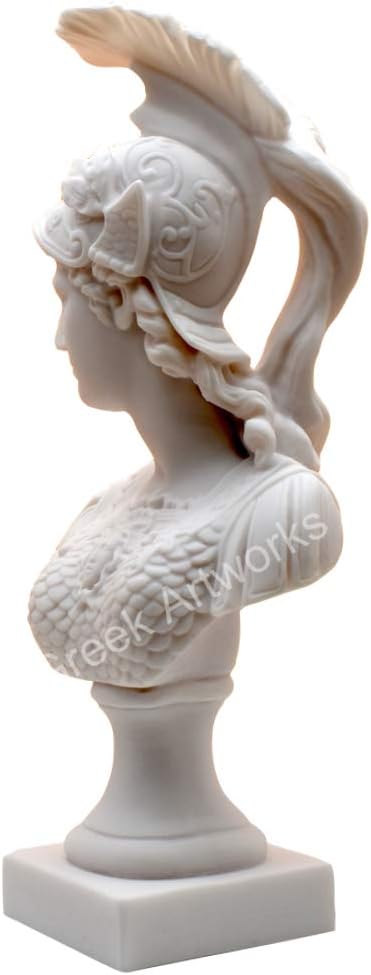 Athena Minerva Büste Kopf griechische römische Göttin gegossene Marmor-Skulptur 37 cm