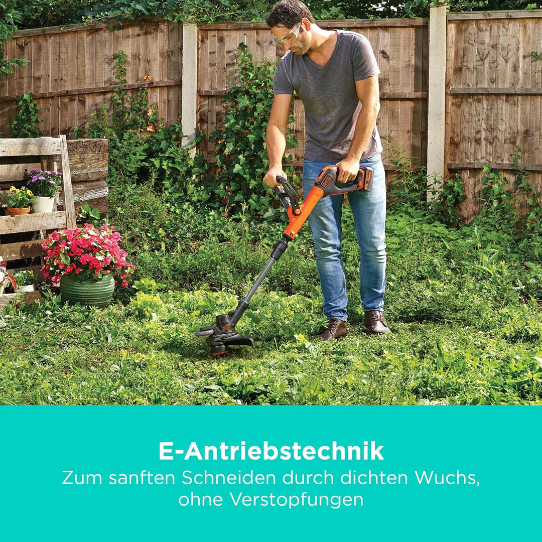 Black+Decker Akku-Rasentrimmer (Powercommand EasyFeed, 18V 4,0Ah, inkl. Akku und Ladegerät, 30 cm Sc
