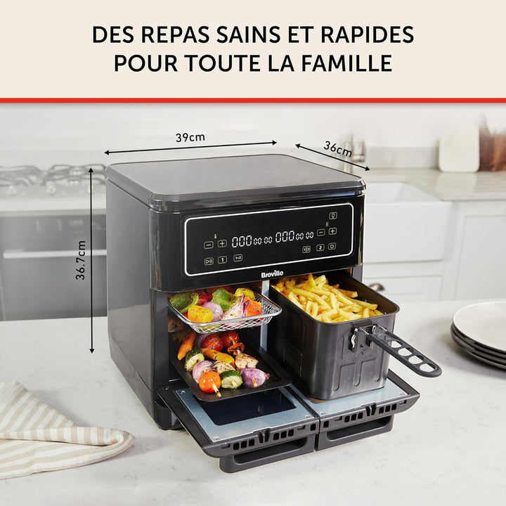 Breville Heissluftfritteuse Halo Flexi | Digitale Doppelkammer-Heissluftfritteuse | 11 l Air Fryer: