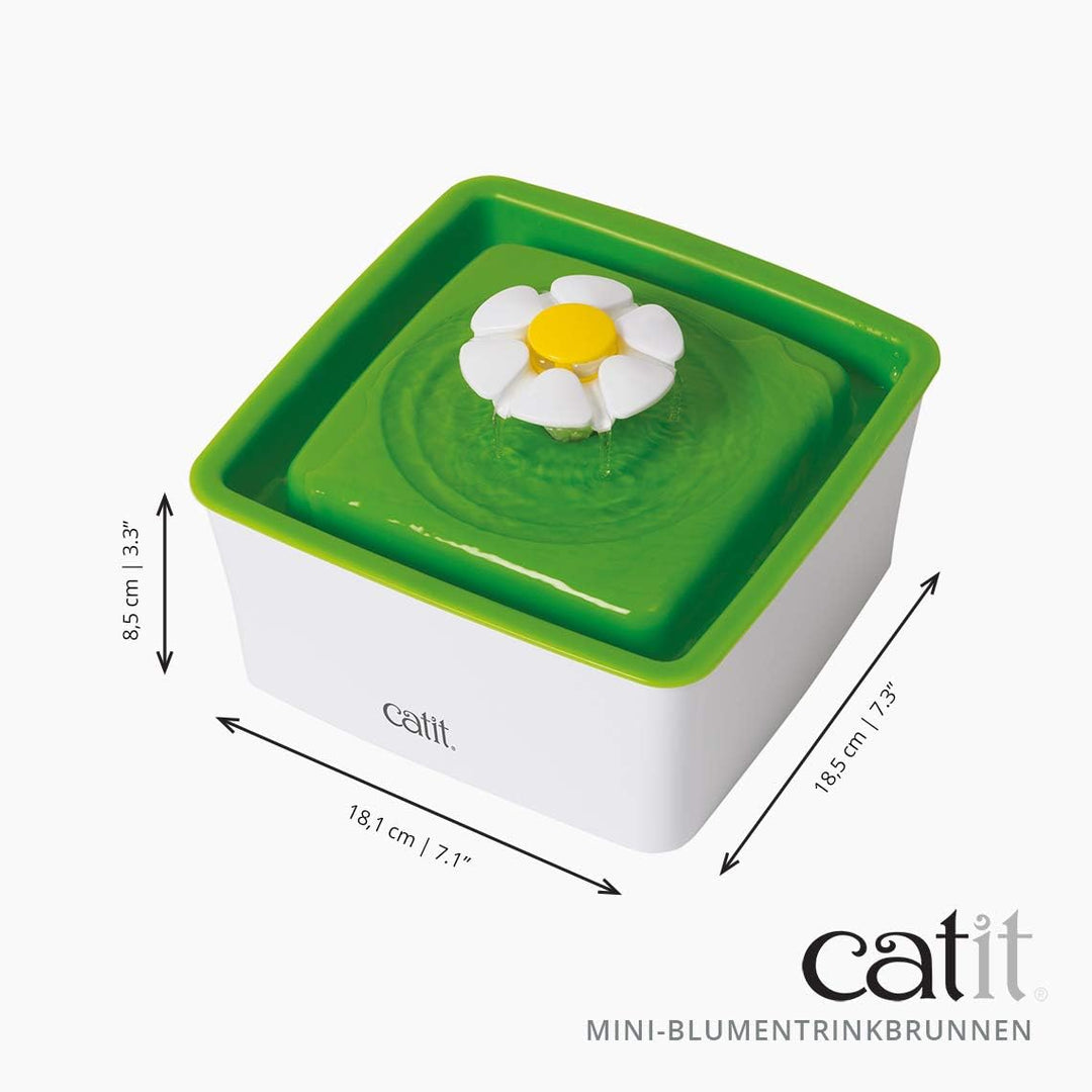 Catit 43735W Flower Fountain MINI, Blumentrinkbrunnen Mini für Katzen, 1,5L, weiss/grün