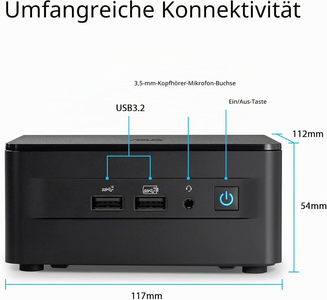 ASUS NUC 13 Pro Slim Kit RNUC13ANKI300002I (Intel Core i3 1315U Prozessor, Intel Grafik, Intel WiFi