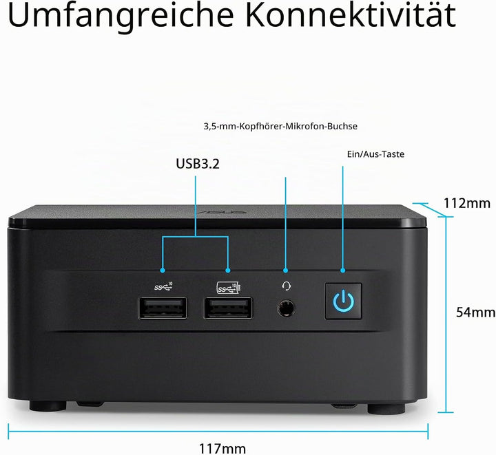 ASUS NUC 13 Pro Slim Kit RNUC13ANKI300002I (Intel Core i3 1315U Prozessor, Intel Grafik, Intel WiFi