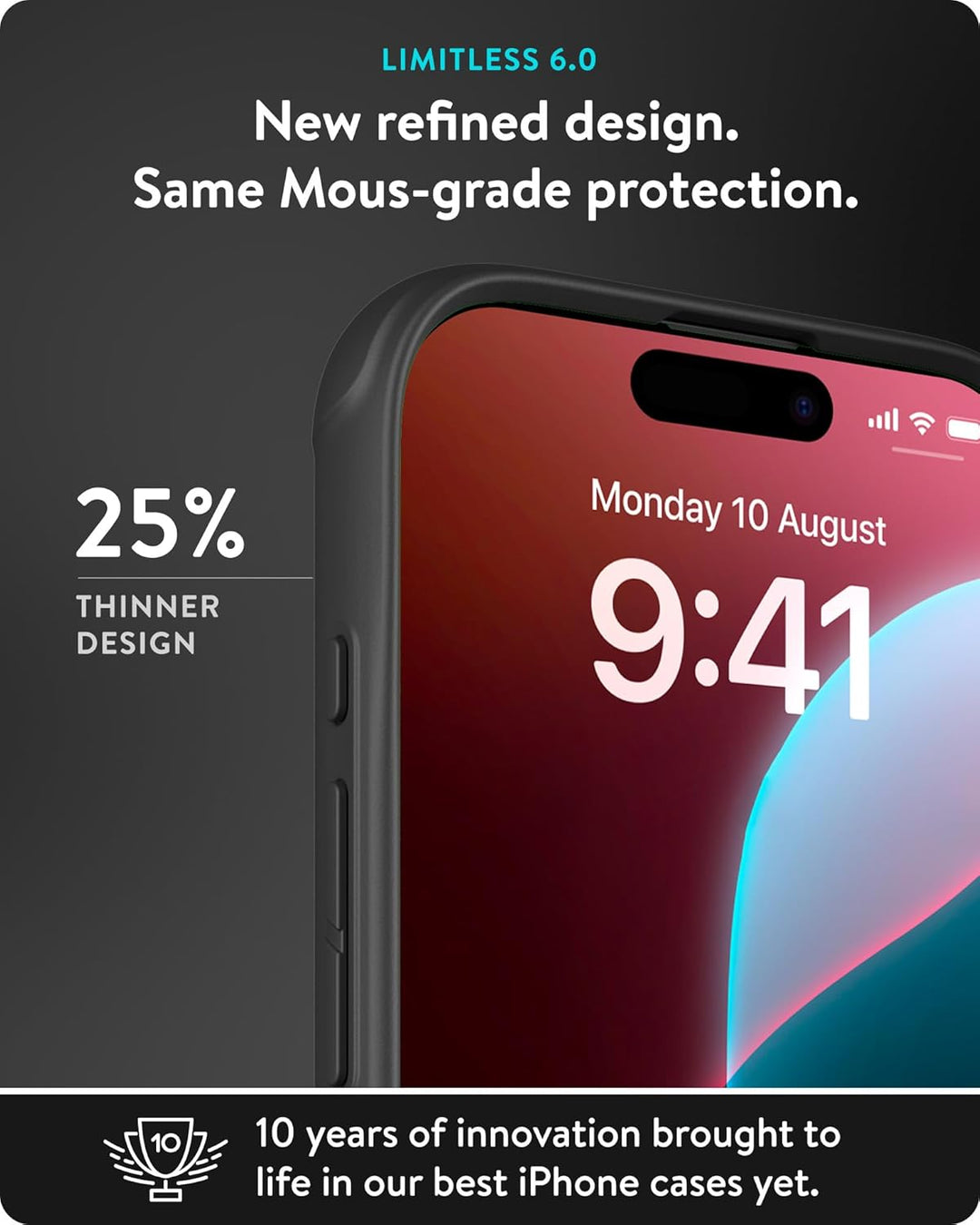 Mous Hülle für iPhone 16 MagSafe Kompatibel Case [Kamerasteuerung Cover] - Limitless 6.0 - Carbonfas