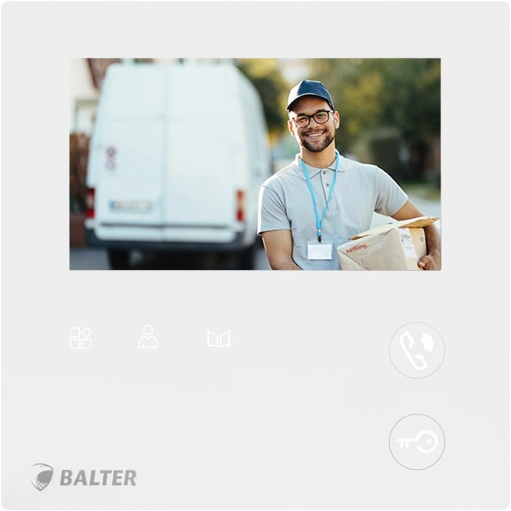 Nonic Balter EVO Mini 4.3 Zoll Kompakt Zusatzmonitor Weiss, kabelgebunden Videostation mit Interkom-
