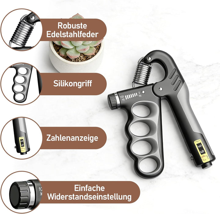 Handgriff Trainer 2er Set, Unterarmtrainer Verstellbarer Edelstahl 5-100kg mit Mechanischer Zählung,