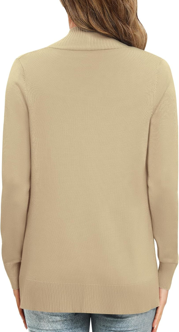 EXCHIC Damen Lange Ärmel Gestrickt Strickjacke Leicht Gemütlich Offene Vorderseite Lange Freizeitjac