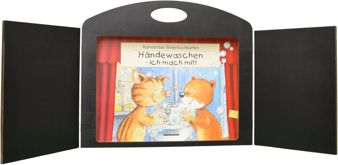 Erzähltheater Kamishibai Deluxe - aus Holz für DIN A3 Bildgeschichten mit Abnehmbarer transparenter