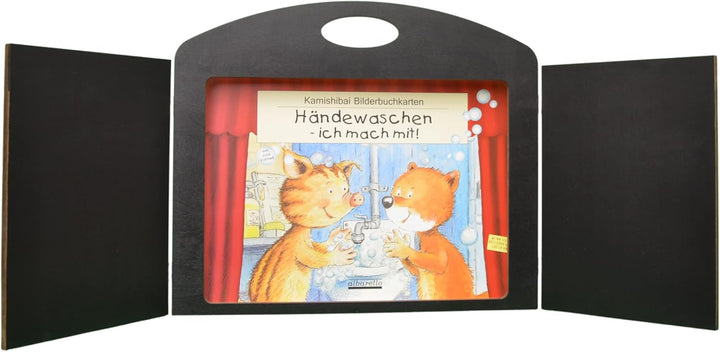 Erzähltheater Kamishibai Deluxe - aus Holz für DIN A3 Bildgeschichten mit Abnehmbarer transparenter