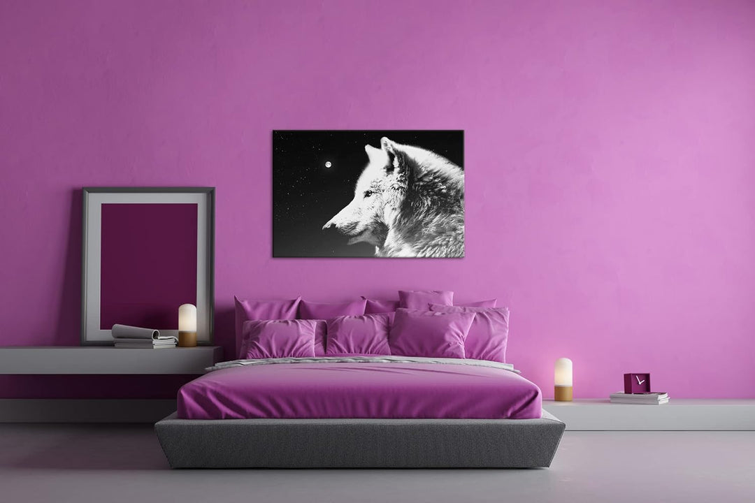 deyoli einsamer stolzer Wolf Format: 80x60 Effekt: Schwarz&Weiss als Leinwandbild, Motiv fertig gera