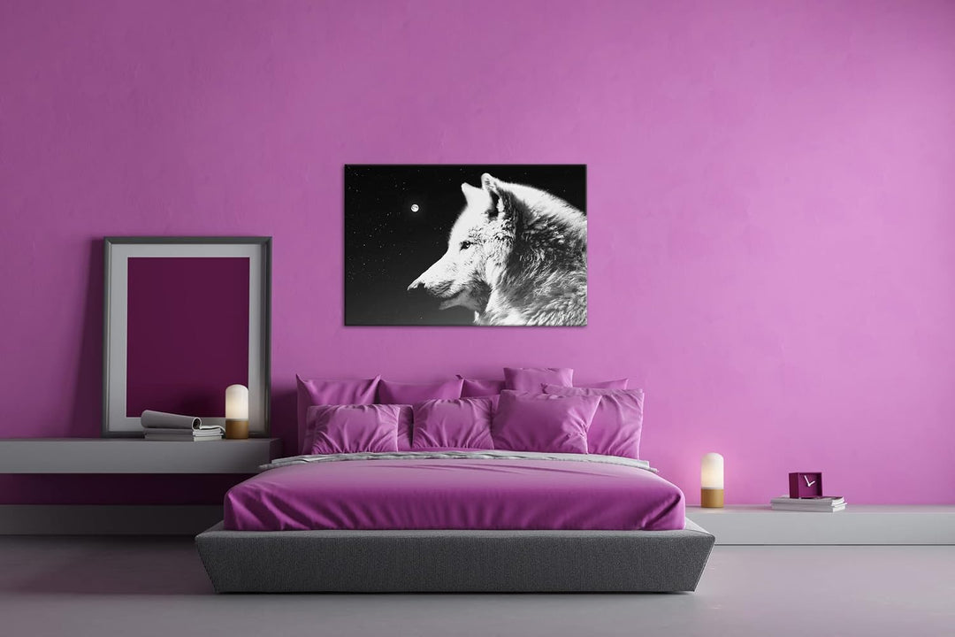 deyoli einsamer stolzer Wolf Format: 120x80 Effekt: Schwarz&amp;Weiss als Leinwandbild, Motiv fertig ger