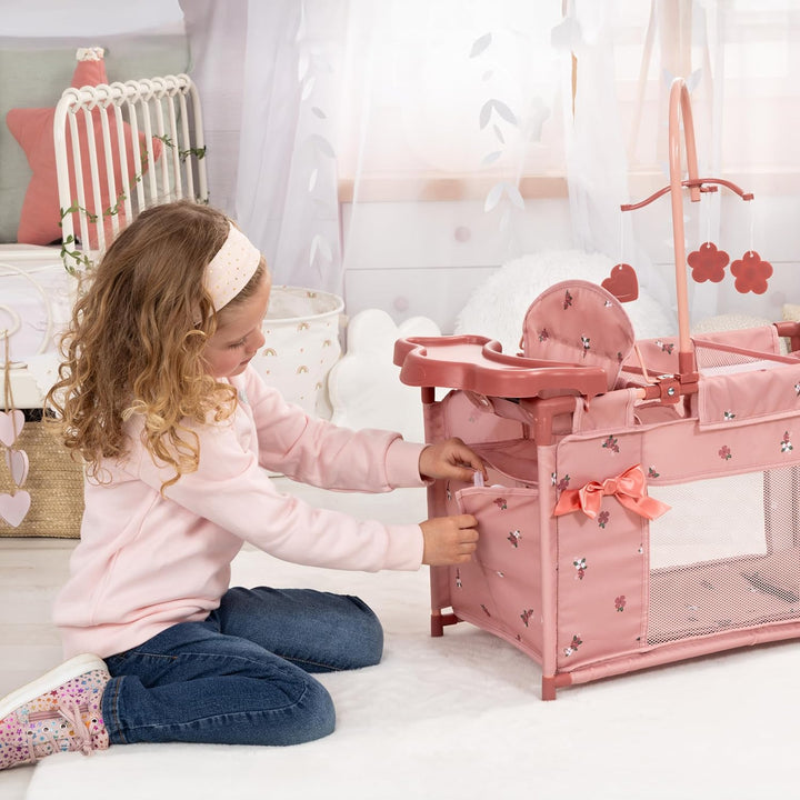 Bayer Design 62626AA Puppenbett mit Schrank, Sitz, Mobile, Ablage, Bettdecke, Kissen, Puppenzubehör