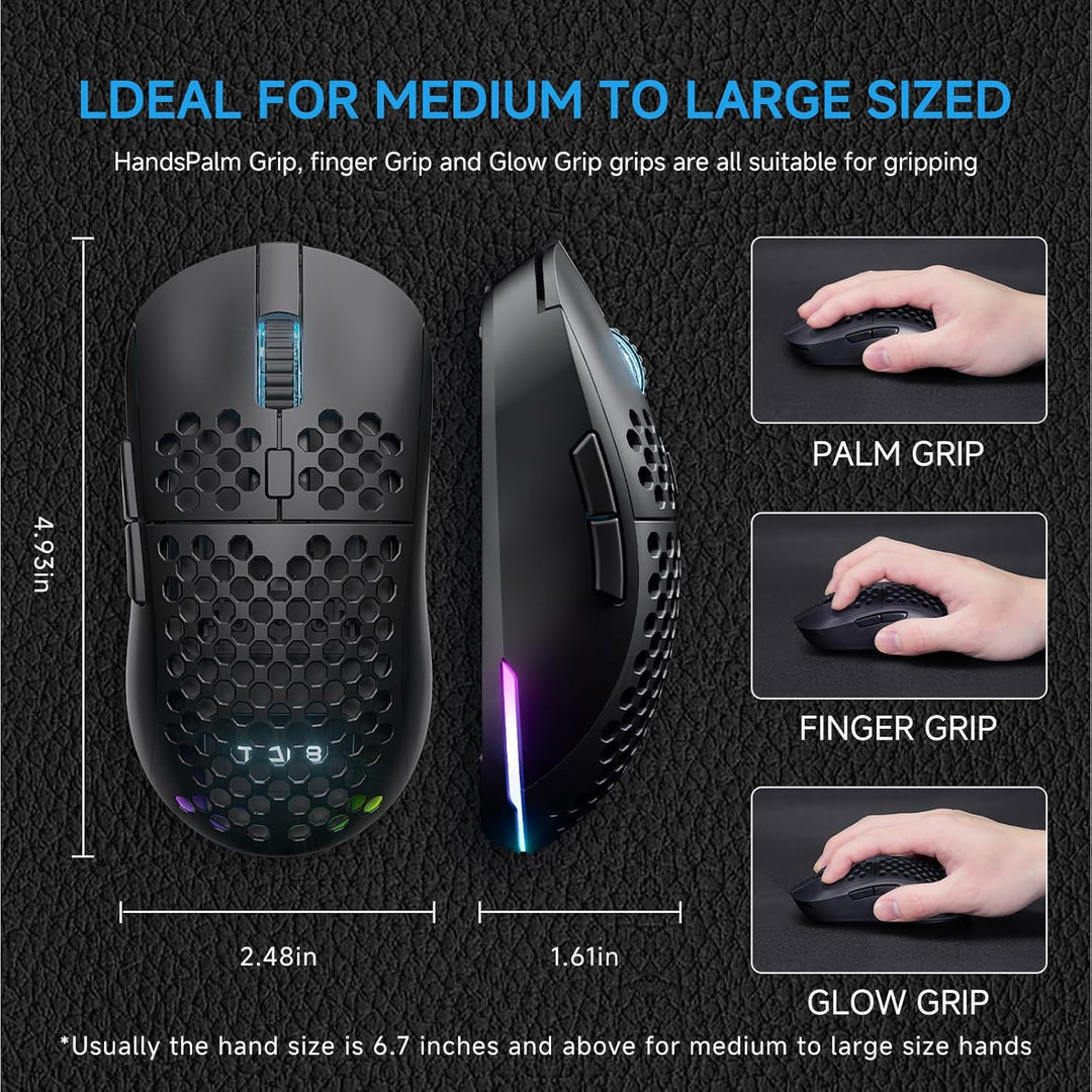 TMKB Falcon M1 Kabellose Gaming Maus - 24000 DPI, 180h Akkulaufzeit, 90g Ultra-Leicht, 6 Programmier