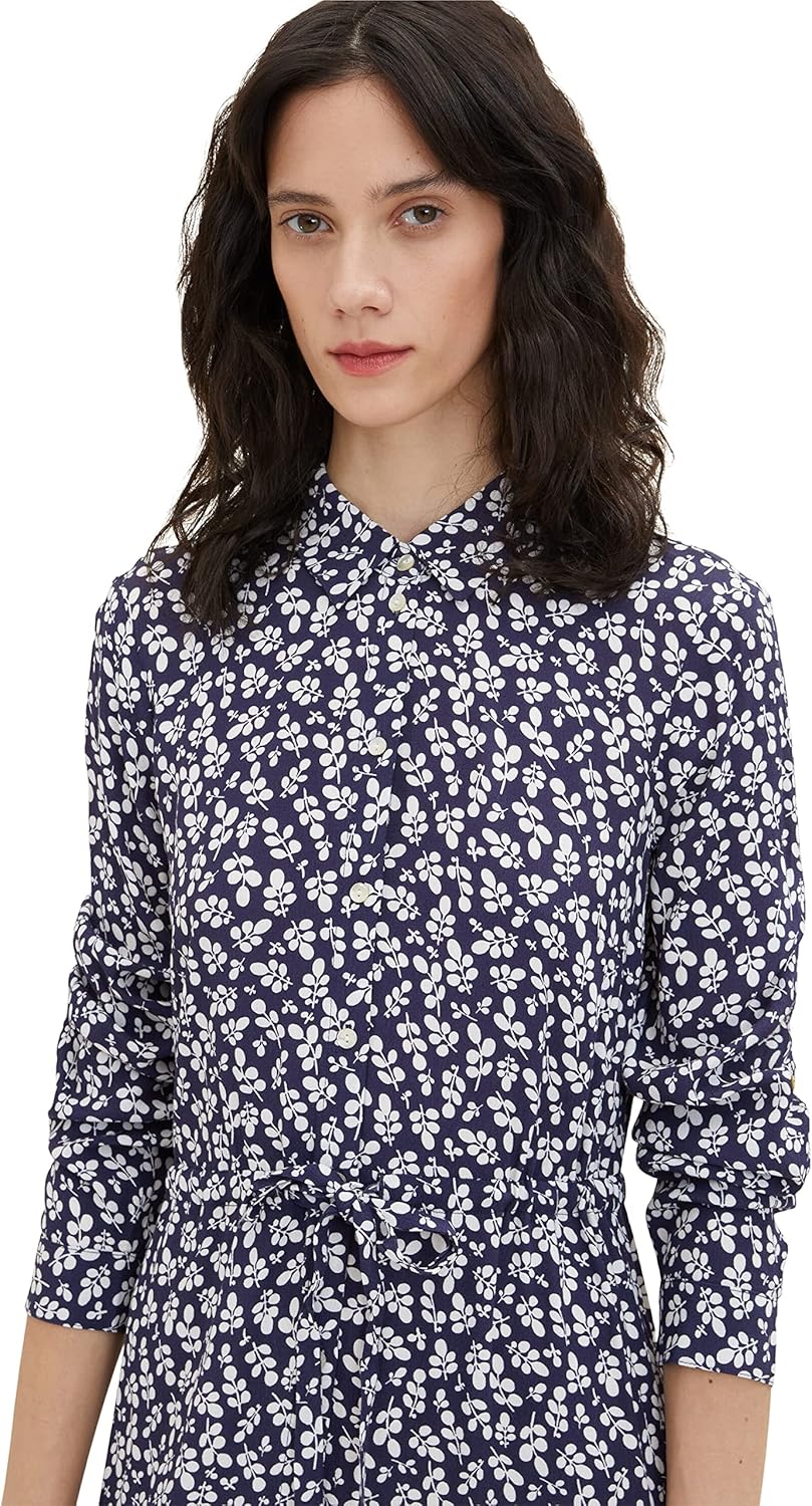 TOM TAILOR Damen Kleid mit Muster 46 31118 - Navy Floral Design, 46 31118 - Navy Floral Design