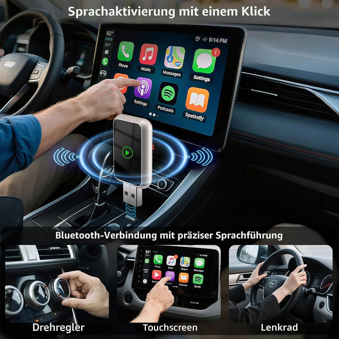2026 Upgrade 2-in-1 Wireless CarPlay & Android Auto Adapter - Wandelt Kabelgebunden in Drahtlos um,