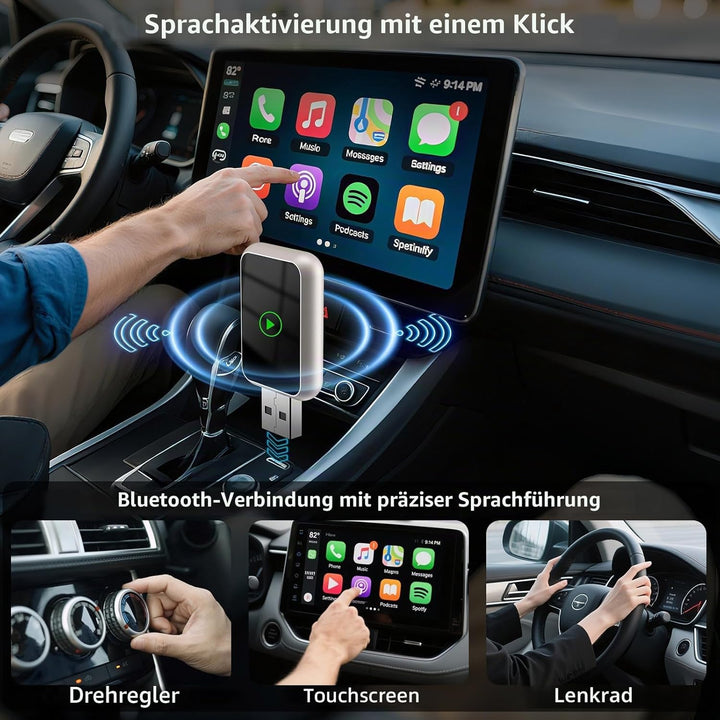 2026 Upgrade 2-in-1 Wireless CarPlay & Android Auto Adapter - Wandelt Kabelgebunden in Drahtlos um,