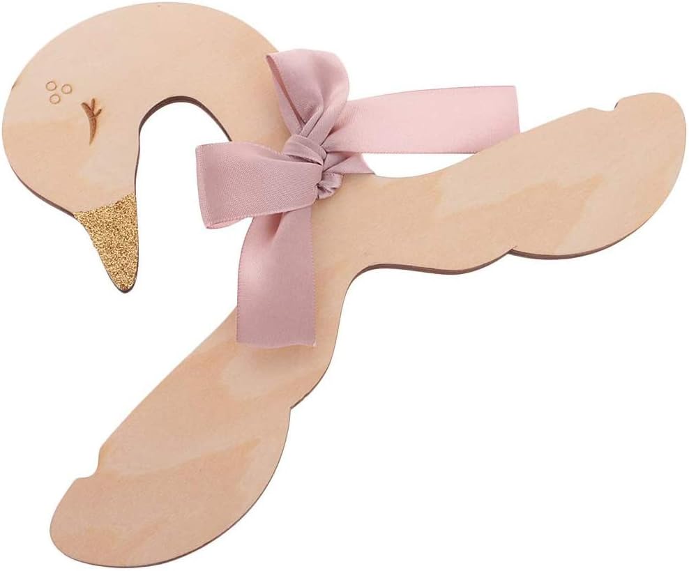 5 Stück Kinder Kleiderbügel - Holz Schwan Form Holz Haken Kleiderbügel mit Bowknot für Baby Kinder E