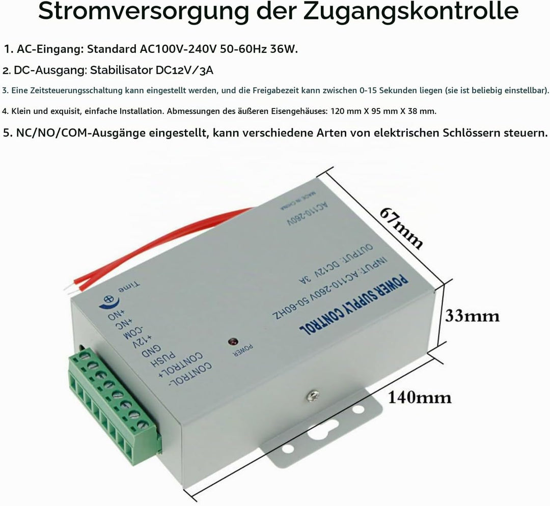 YAVIS RFID Metall Codeschloss Türöffner Tastatur Zugangskontrolle System Kit Set 125 kHz EM Kartenle
