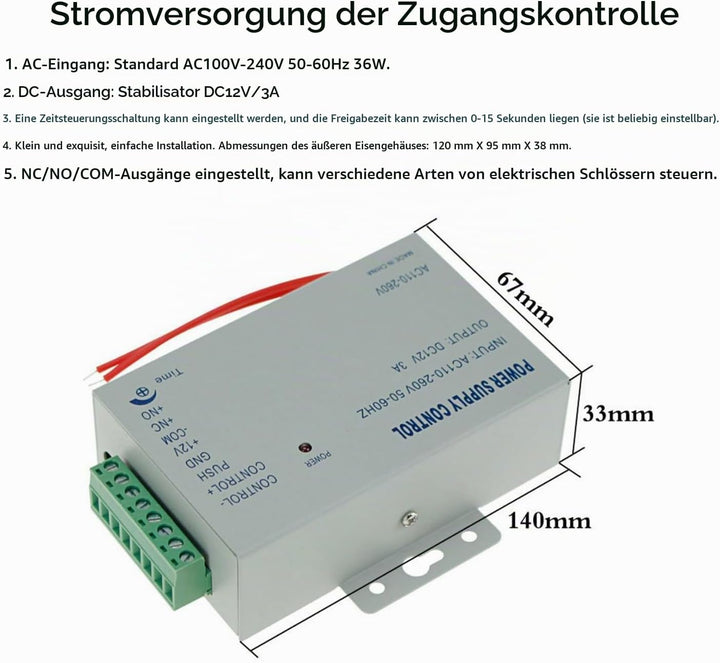 YAVIS RFID Metall Codeschloss Türöffner Tastatur Zugangskontrolle System Kit Set 125 kHz EM Kartenle