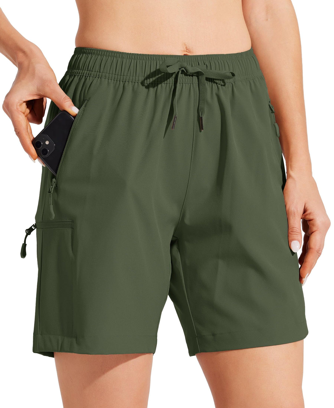 WILLIT Damen Wanderhose Sommer Cargohose schnelltrocknend Wandern Kurz leichte Sport Shorts mit Tasc