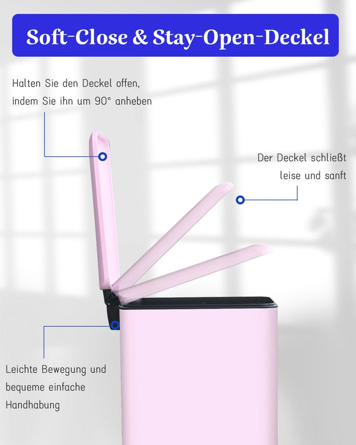 JM.YIPENG 17L Mülleimer Abfalleimer Tretmülleimer mit Deckel und Fusspedal mit Inneneimer, Rechtecki