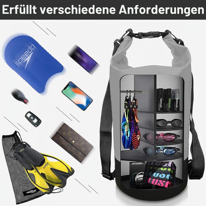 Dry Bag - 5L 10L 20L 30L Waterproof trockener Beutel/Sack wasserdichte Tasche mit Langem justierbare