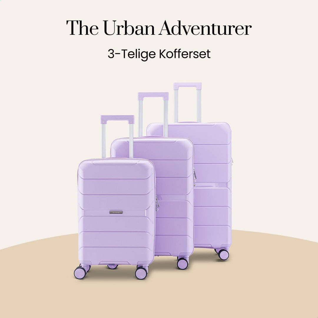Urban Adventurer Kofferset 3-teilig 232L – Violett – Hartschalenkoffer mit Zahlenschloss &amp; 4 Rollen