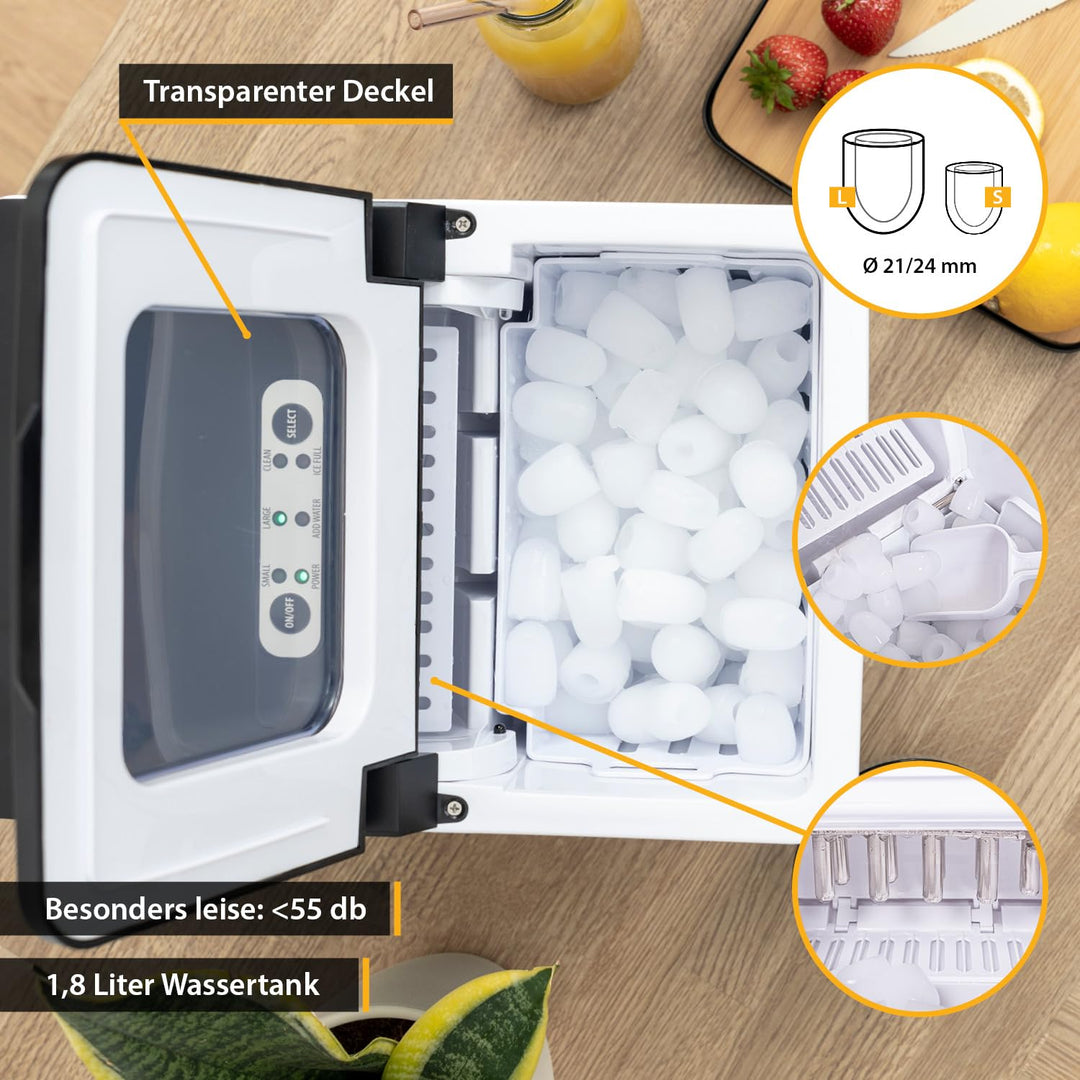 TZS First Austria Eiswürfelmaschine, max. 12-15 kg in 24 Std | 9-10 Minuten Produktionszeit | 2 Eisw
