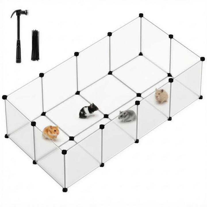 SONGMICS Freigehege mit Bodenplatten, Laufstall, Meerschweinchen Gehege, aus Kunststoff, Gehege für