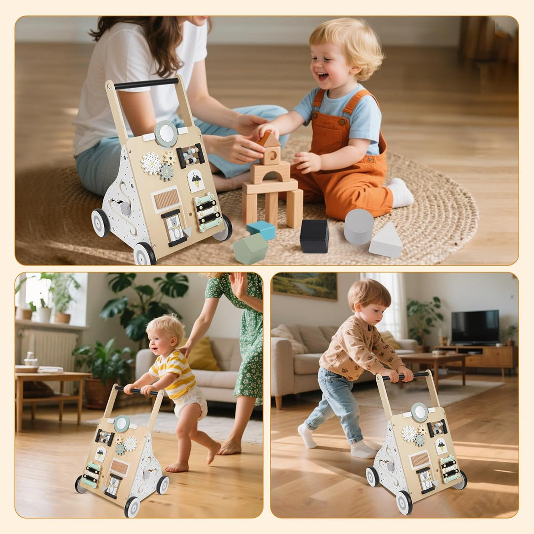 Lauflernwagen Baby,Aus Holz | Mit Activity,9 In 1 Lauflernhilfe Mit Montessori Spielzeug Multifunkti