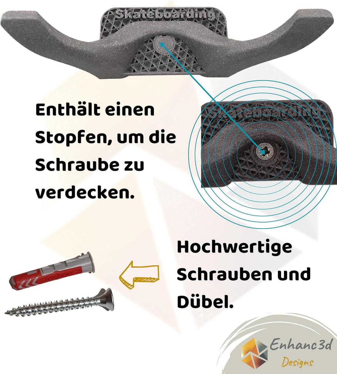Skateboard Wandhalterung mit modernem Design, zum Aufhängen Ihres Skateboards, Surfskates oder Longb