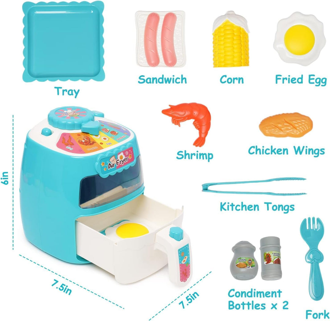 Heissluftfritteuse Spielzeug, Kinder Luftfritteusen Set, Pretend Play Air Fryer Spielzeug, Realistis