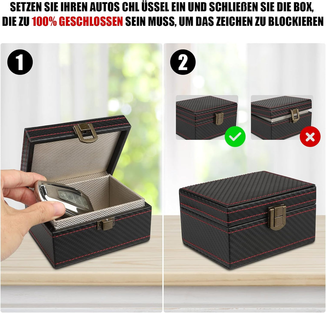 Diyife Autoschlüssel Faraday Box, Keyless Go Schutz Autoschlüssel Box, Premium Leder Anti-Diebstahl