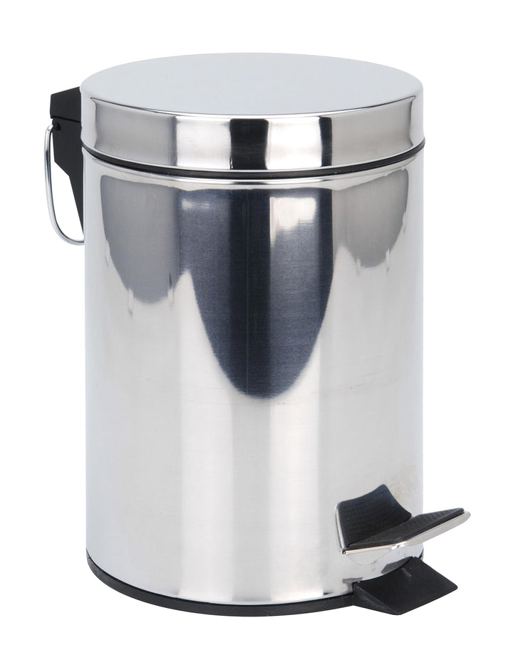 Spetebo Edelstahl Tretmülleimer silber rund - 20 Liter - Metall Kosmetikeimer in zeitlosem Design -