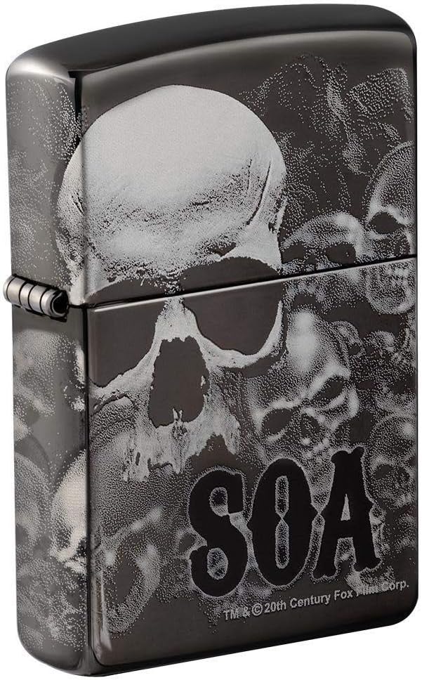 Zippo 49192 Unisex-Erwachsene Sons of Anarchy Skulls Pocket Classic Lighter, Black Ice 360 Design, E