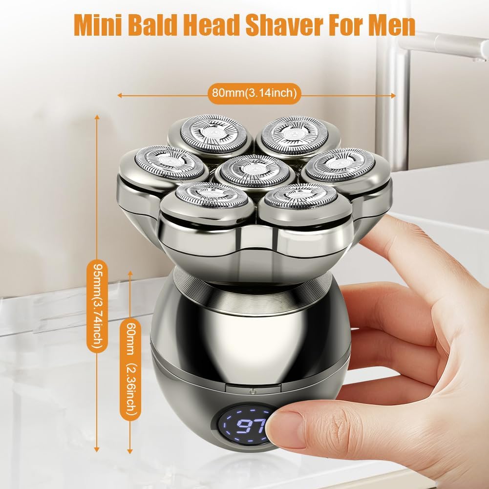 LOPHE Glatzen Rasierer Herren, 5 in 1 Kopfrasierer IPX7 Wasserdichter, Glatze Kopf Rasierer mit 7D M