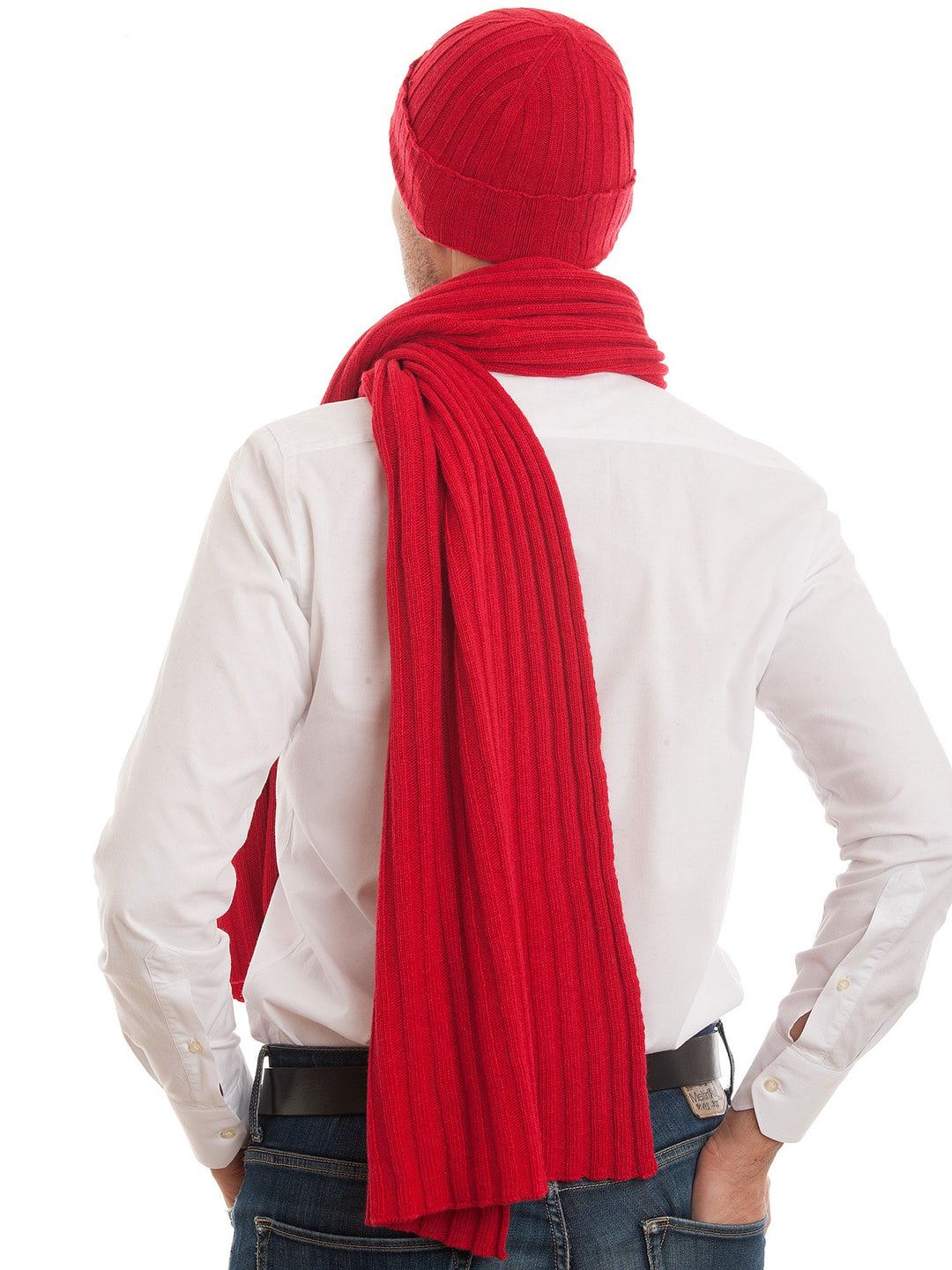 Dalle Piane Cashmere - Schal und hut aus Kaschmir-Gemisch - für Damen/Herren Einheitsgrösse Rot, Ein
