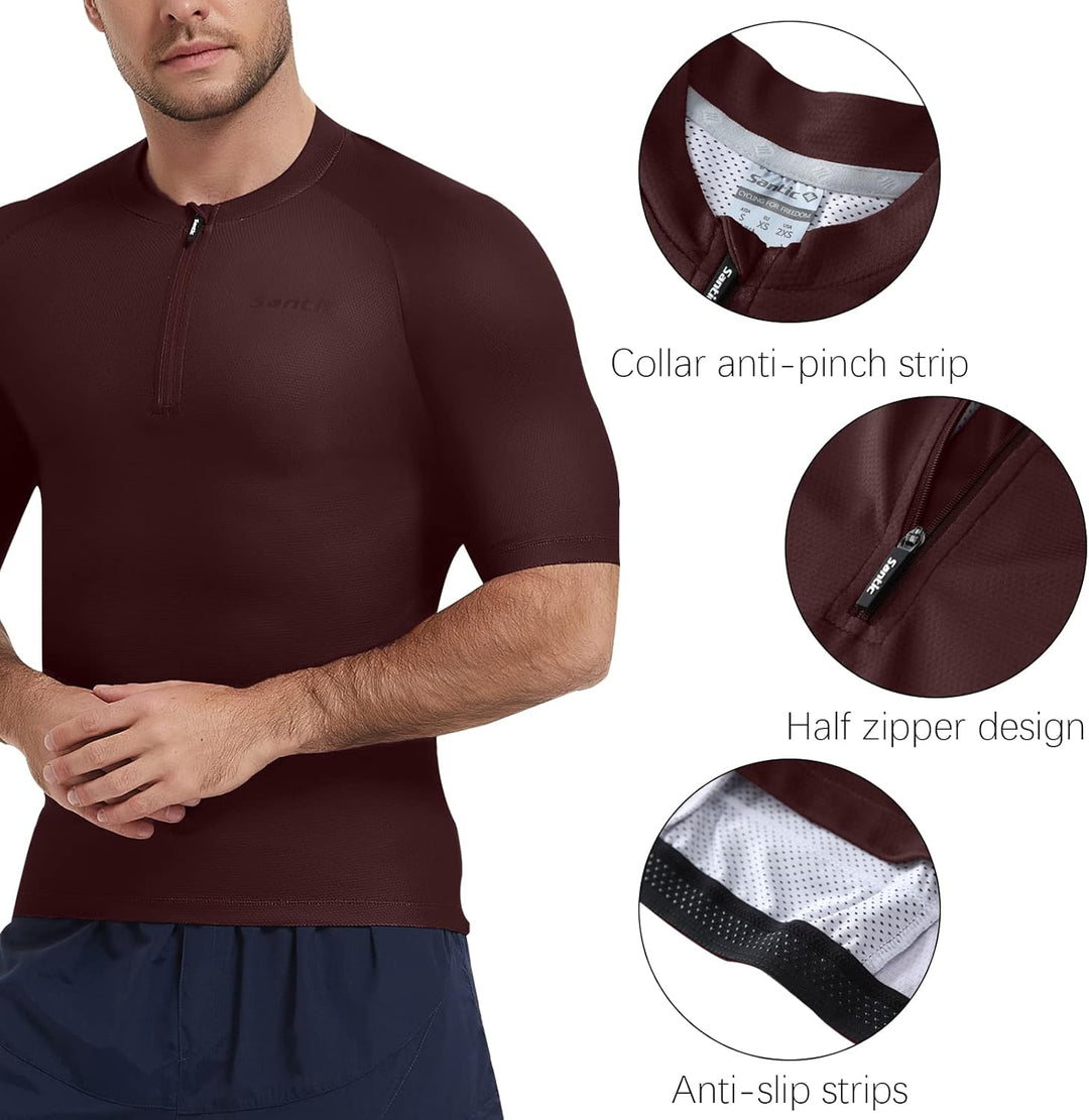 Santic Radtrikot Herren Kurzarm Fahrradtrikot Herren Fahrradshirt Radshirt Kurzarm Sommer mit Tasche