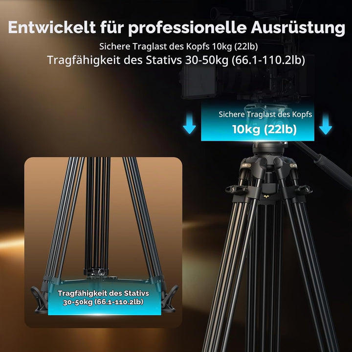 SMALLRIG 214cm FreeSpeed Aluminiumlegierung Video-Stativ, Schwerlast-Kamera-Stativ mit 6-Stufen-Gege