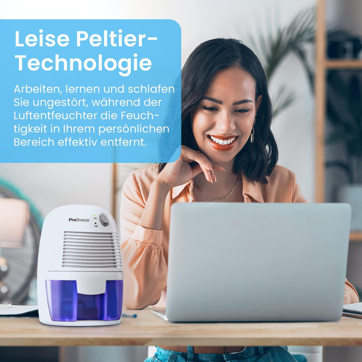 Pro Breeze Luftentfeuchter Mini 500ml Entfeuchter gegen Feuchtigkeit, Schmutz und Schimmel in kleine