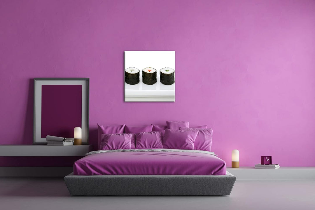 traditionell japanisches Sushi-Gericht Format: 60x60 als Leinwandbild, Motiv fertig gerahmt auf Echt