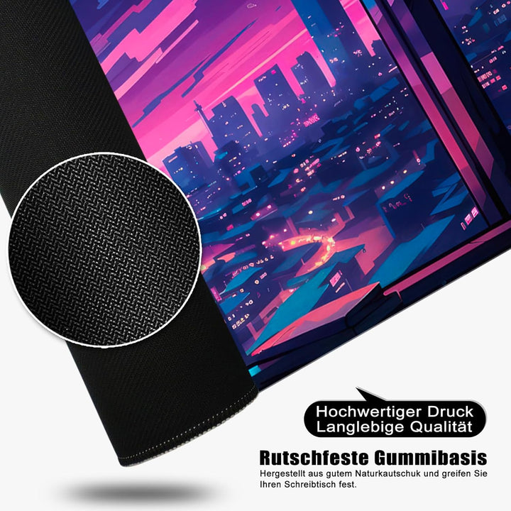 Mauspad Katzen Schreibtischunterlage Violett 80x30cm Mousepad XL Gross Mauspad Süss., Computer PC Ta