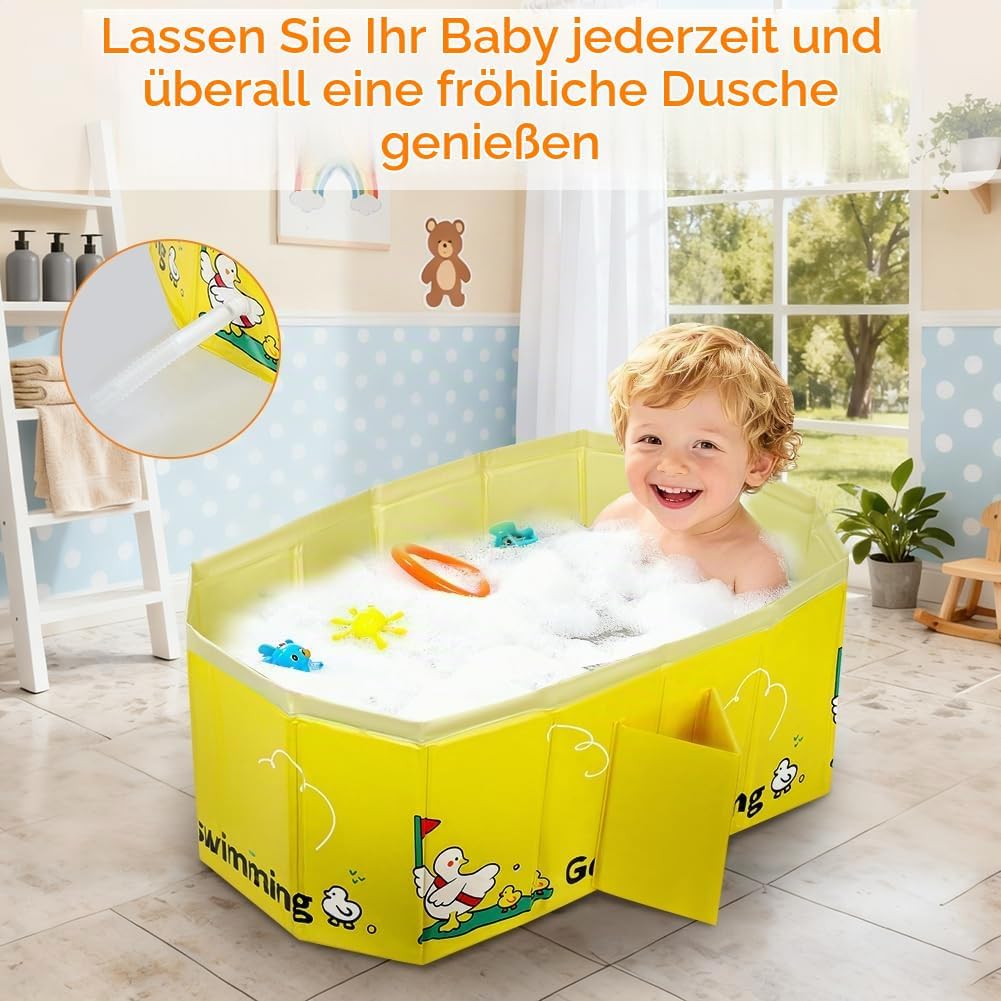 Faltbare Badewanne Kinder Tragbare Säuglings Badewanne Baby mit Ablassschraube Integrierte Tragbare
