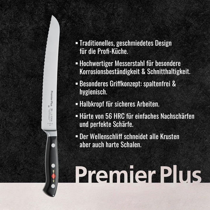 F. DICK Brotmesser, Sägemesser, Premier Plus (Messer mit Klinge 21 cm, X50CrMoV15 Stahl, nichtrosten
