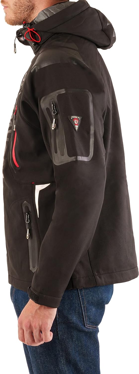 Geographical Norway Techno Softshelljacke Herren Kapuze abnehmbar, BLACK, L