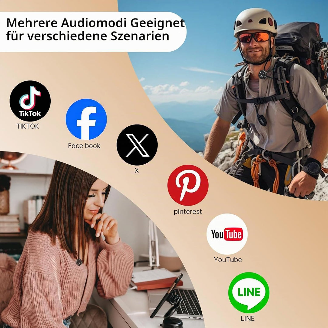 Drahtloses Lavalier Mikrofon für iPhone ipad &amp; Android, USB C Mini Ansteckmikrofon drahtlos, Hi-Fi A