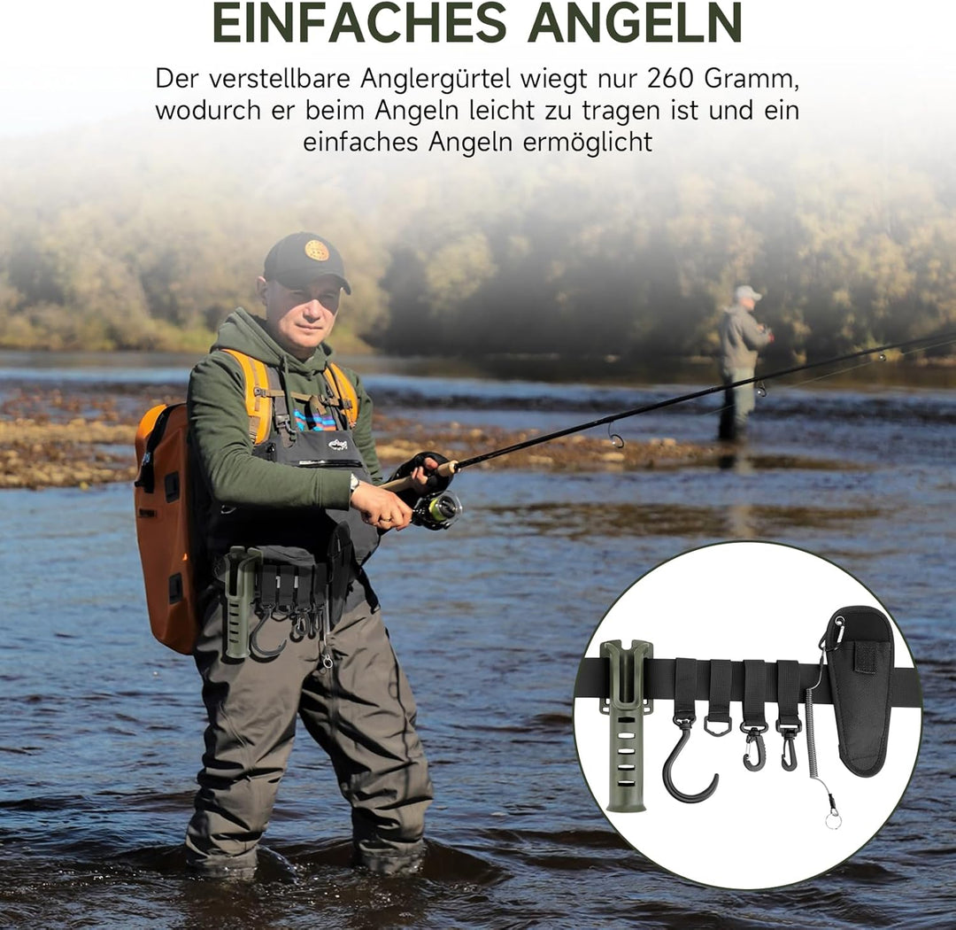 SAN LIKE Angeln Taille Rutenhalter Gürtel, Angelrutenhalter Gürtel Verstellbarer Angeln Watgürtel Wa